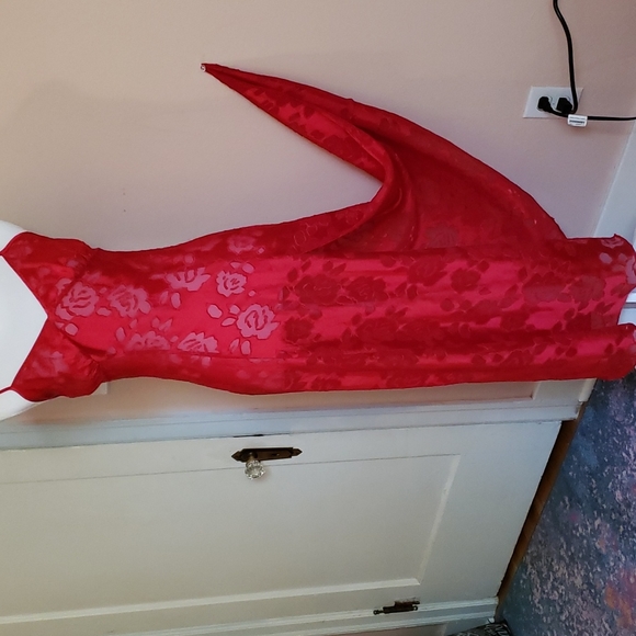 Vintage red slit ♥ Victoria's secret floral gown. Gold label - Picture 4 of 11